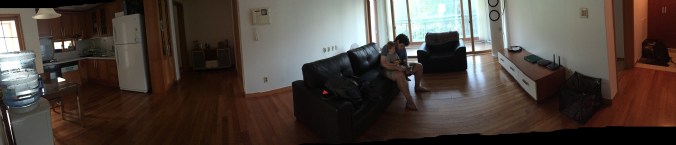 (From L-R) Kitchen, (Through the glass door in kitchen) laundry room, (Behind kitchen) Asher's room, (Behind big blank wall) master bed and bath, living room, (Far right) guest room/ Judah's room after Asher, entry way.  