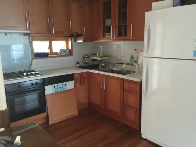 Kitchen. Isaac broke the dishwasher trying to open it like a cabinet...